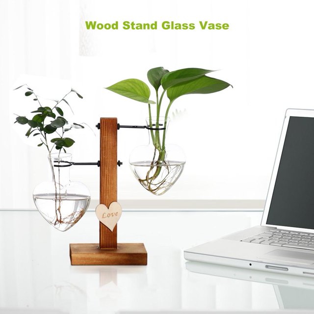 Inicio Adornos Mini Macetero Floreros de plantas hidropónicas modernas, maceta Vintage, marco de madera, decoración de mesa Wdftyju Libre de BPA