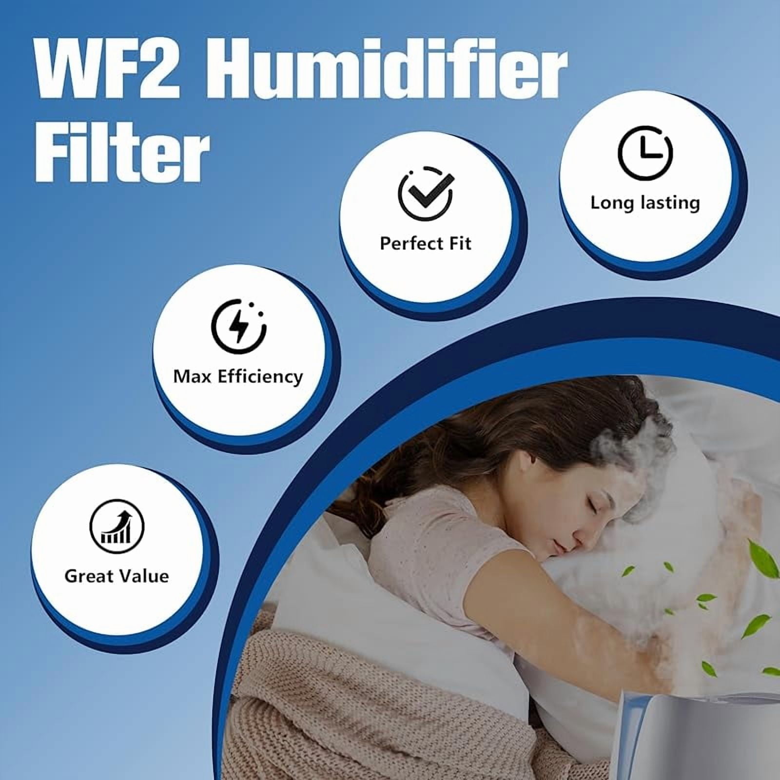 WF2 Humidifier Filter Replacement for Vicks Kaz Humidifier Starry Night Cool Mist V3500N V3700 V3100 V3900 Sunbeam 1118 1119 Honeywell HCM-300T HCM-350 WA-8D Enviracaire ECM-500 6 Pack
