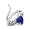 thumbnail image 2 of 7MM Heart Shape Wrap Bypass Ring Natural Blue CZ 925 Silver Women Valentines Day Gifts Rings, 2 of 4