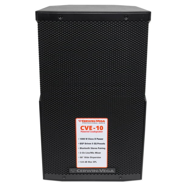 Cerwin Vega CVE10 1000 Watt 10" Powered Active DJ PA Speaker w/ Bluetooth, DSP