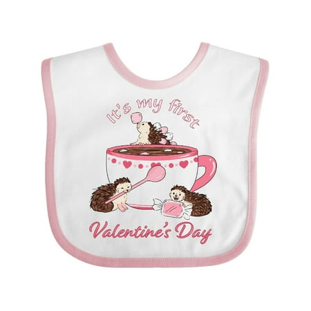 

Inktastic It s My 1st Valentine s Day with Cute Hedgehogs Gift Baby Boy or Baby Girl Bib