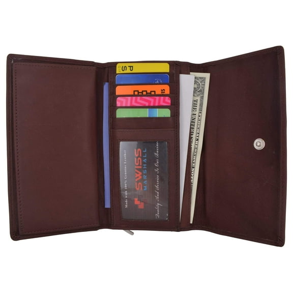 Genuine Leather Ladies Large Clutch Checkbook Holder Fashion Purse Wallet