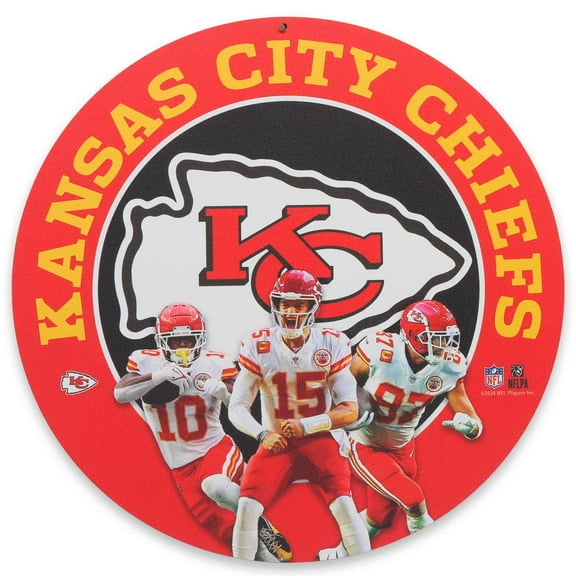 Kansas City Chiefs Team Stars 11" Round Metal Sign