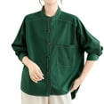 thumbnail image 2 of Craaazy Button Down Shirts For Women Twill Solid Color Long Sleeved Shirt Gifts For Women, 2 of 6