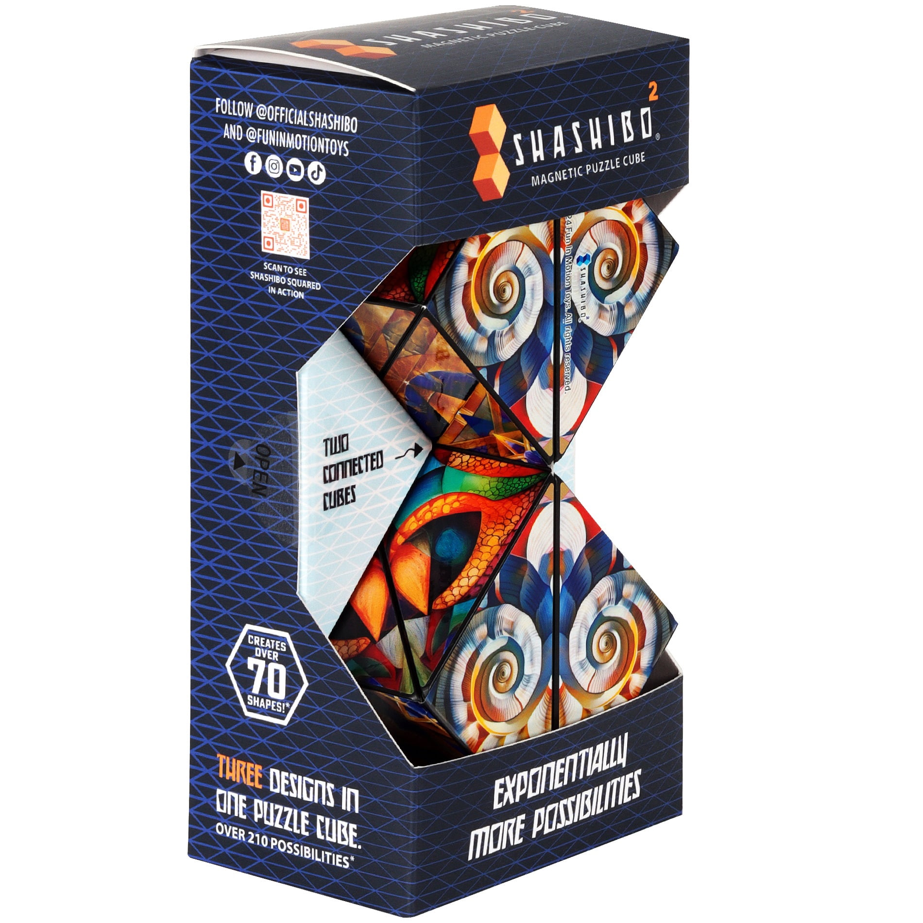 Shashibo² Shape Shifting magnetic puzzle or fidet cube transforms into over 70 shapes from Fun In Motion Toys.