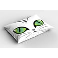 thumbnail image 2 of Ambesonne Eye Pillow Sham 2 Pack, Siberian Cat Watchful Face, 30"x20", Yellow Green Grey Black, 2 of 3