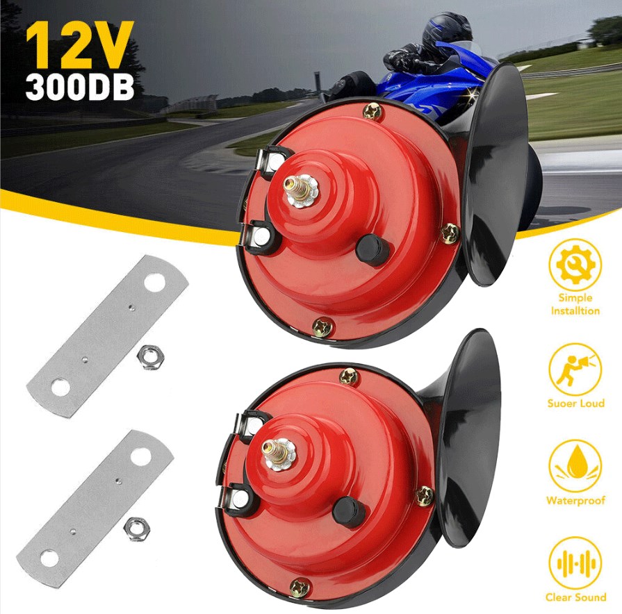 12V 300DB Super Train Horn, Super Loud Train Air Horn Waterproof Electric Air Horn for Trucks