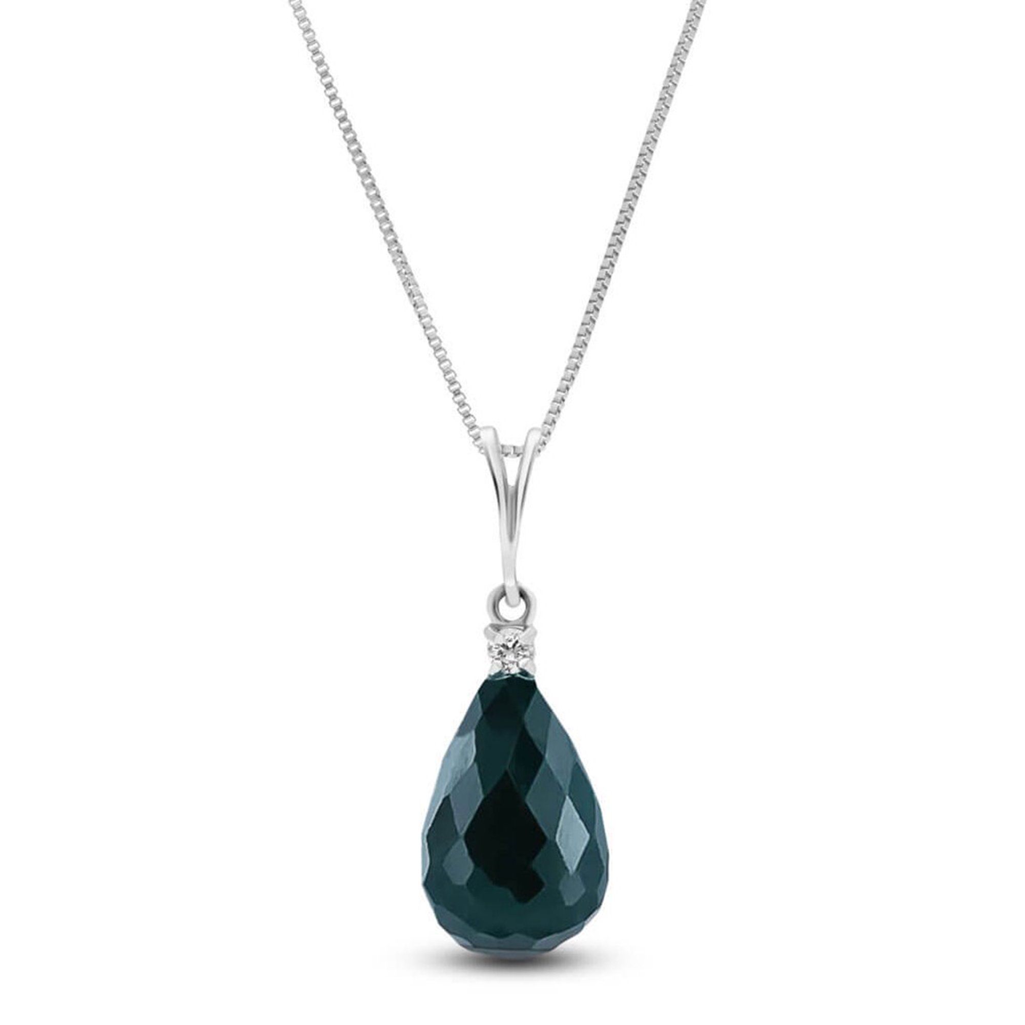 Galaxy Gold 14K Solid Gold Natural Emerald Briolette Pendant Necklace for Women - White Gold Fine Jewelry