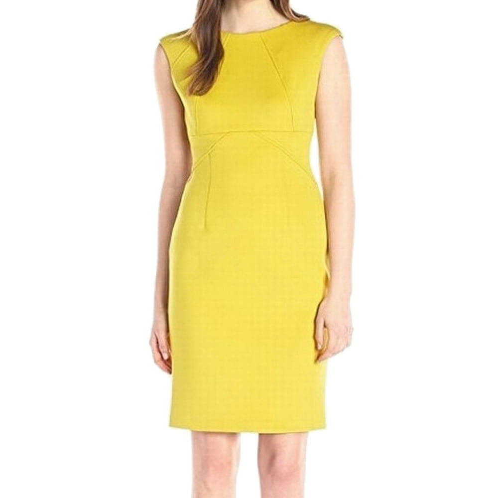 Calvin Klein Calvin Klein NEW Yellow Womens Size 6 Seamed CapSleeve