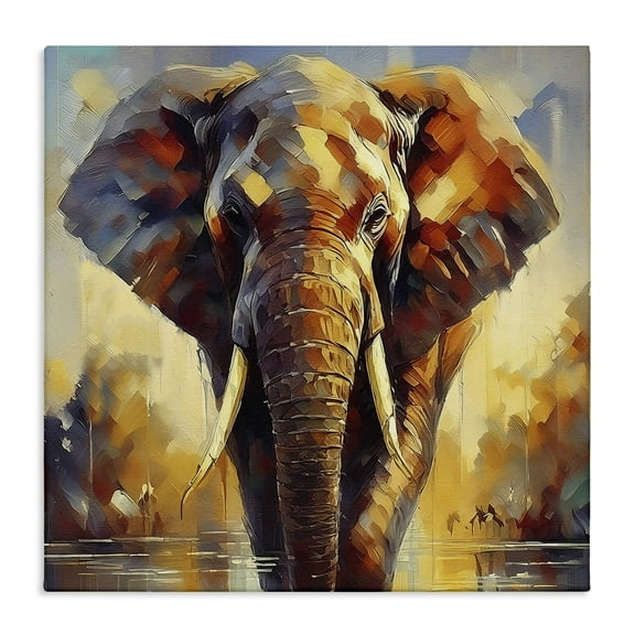 Stupell Industries Brushed Elephant Portrait Animals Painting Wrapped Canvas Art Print Wall Art, 24 x 24