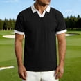 thumbnail image 2 of CHGBMOK Mens Short Sleeve Collared V Neck T Shirts Slim Fit Textured Casual Golf Shirt Cozy Lightweight Top with Contrast Collar, 2 of 9