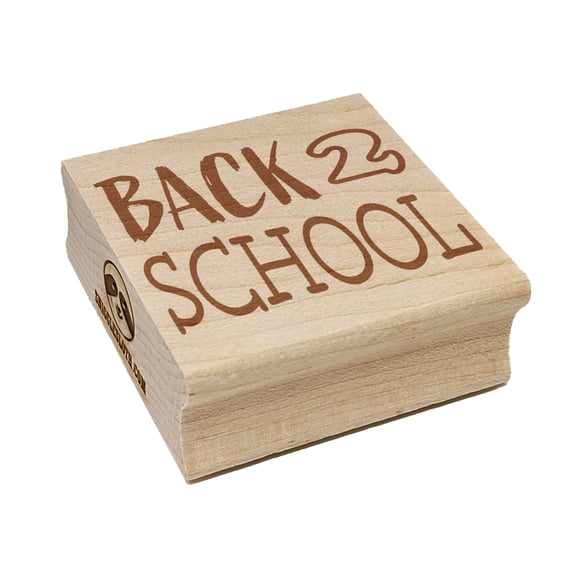 Back to School Fun Text Square Rubber Stamp Stamping Scrapbooking Crafting - Small 1.25in