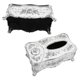 thumbnail image 4 of Caja de pañuelos de rosas Patrón de rosa 3D Elegante ranura para palillo de dientes Colores vivos Cubierta de caja de pañuelos de PP fuerte para fiesta en la oficina familiar Color blanco plateado, 4 of 5
