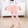 thumbnail image 4 of Povozer Girls Leggings Toddler Pants Leggings for Girls with Tutu Kids Skirt(Pink,9-11Years), 4 of 5