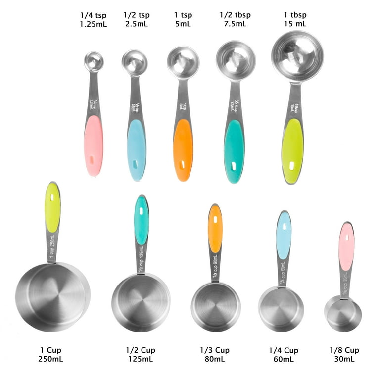 Classic Cuisine 5-Piece Stainless Steel with Silicone Measuring Spoon Set  HW031032 - The Home Depot