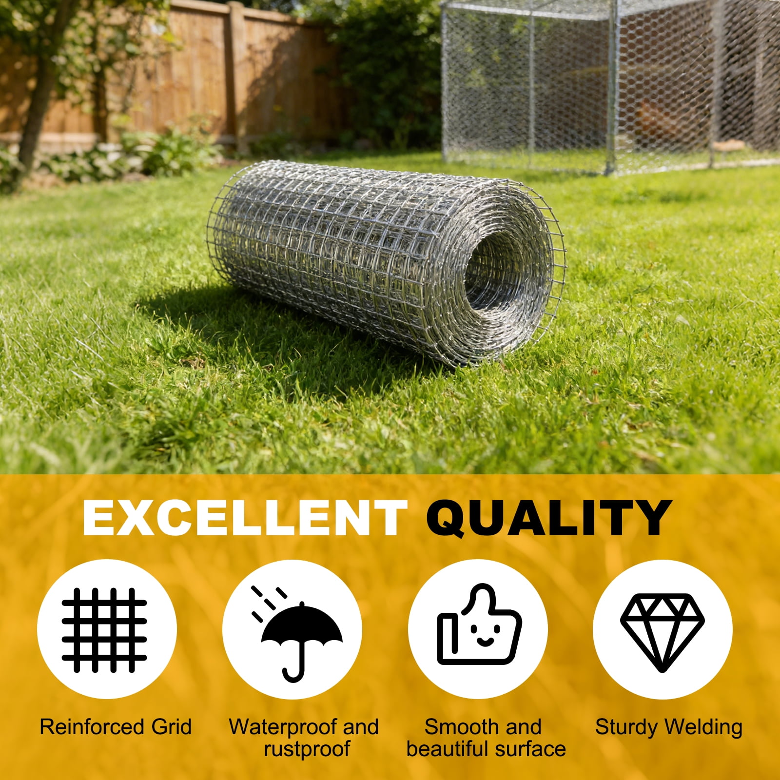 Uxcell Hardware Cloth 8" x 25' 19GA Galvanized Steel Wire Mesh 1/2" Mesh Chicken Wire Fence Poultry Netting Rabbit Fence for Garden Flower Bed Snake Rat Protection Gutter Guard DIY Crafts