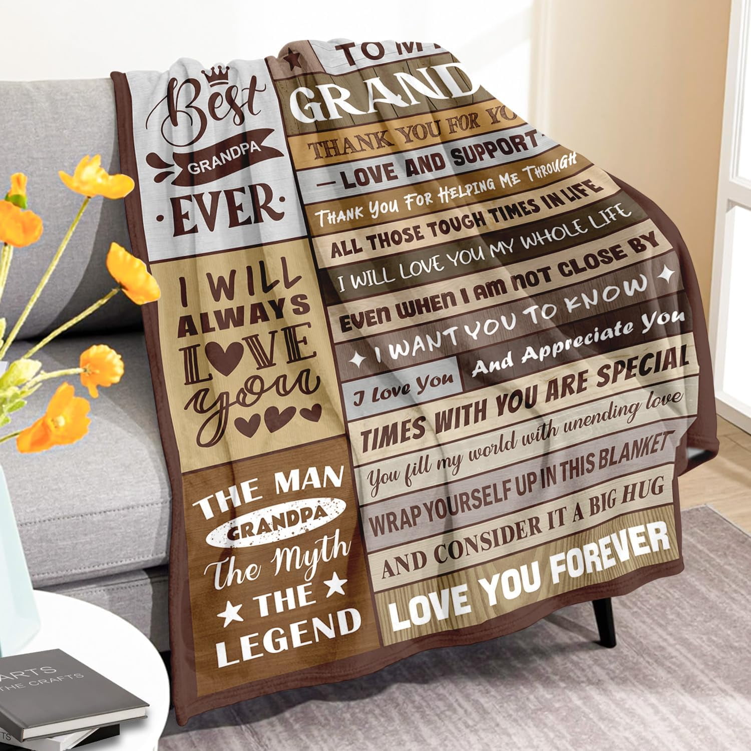 Grandpa Gifts - Birthday Gifts for Grandpa - Best Grandfather Gift from Grandkids Granddaughter Grandson - Great Grandfather Ideas - Throw Blanket