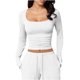 thumbnail image 5 of Neewe Womens Classic Plain Square Neck Long Sleeve T Shirt Pullover Soft Slim Fit Tops for Fall Outfits, 5 of 6