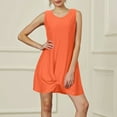 thumbnail image 6 of Womens Summer Sundress Ruffle Solid Color Round Neck Short-sleeved Dress A-Line Casual Loose T-Shirt Beach Sundress, 6 of 8
