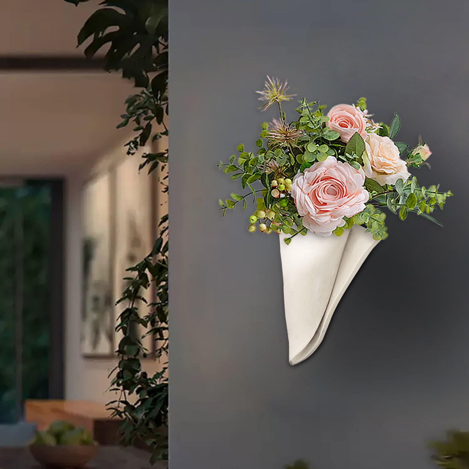 Jubipavy Flower Vase Vases for Decor Vases for Flowers Resin Napkin-Shaped Wall Hanging Planter Vase For Indoor Outdoor Decor