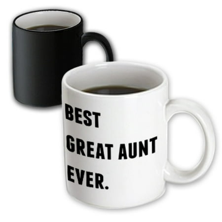 3dRose Best Great Aunt Ever, Black Letters On A White Background - Magic Transforming Mug,