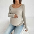 thumbnail image 4 of SELONE Maternity Casual Tops for Women Ribbed Stretchy Shirts Crewneck Long Sleeve Curved Hem Pullover Soild Clothes, 4 of 6