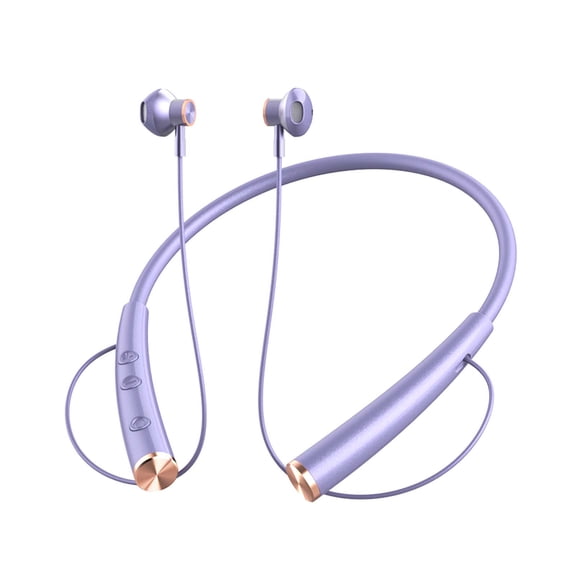 Gecau Wireless Bluetooth Earphones, Hanging Neck Style Gaming Earphones Long-Lasting Purple 7.6x6.4 Inch Home Stuff
