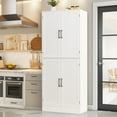 thumbnail image 4 of DIYART 71" Farmhouse Pantry Cabinet, Tall Storage Cabinet with 4 Doors and Adjustable Shelves, Freestanding Pantry for Dining Room, Kitchen, and Living Room, White, 4 of 8