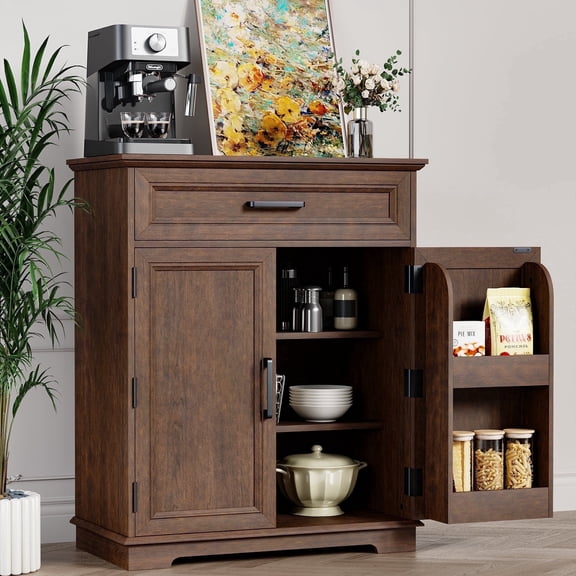 FAGAGA 36" Kitchen Buffet Cabinet with Storage Door , Farmhouse Wood Sideboard with Drawer for Kitchen, Dining Room, Reception Room | Cherry