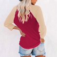 thumbnail image 5 of Tittly T Shirts for Women Tshirts Shirts Women Long Sleeve Round Neck Top Solid Color Color Matching Fashion Sleeves Casual T Shirt Summer Tops Basic Tees Wine M, 5 of 7