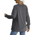 thumbnail image 3 of MOSHU Crewneck Sweatshirts for Women Side Split Long Sleeve Shirts Fashion Fall Womens Tops, 3 of 8