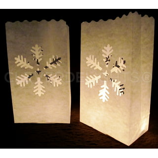 CleverDelights cleverdelights white sunburst luminary bags - 10 count -  wedding party christmas holiday luminaria