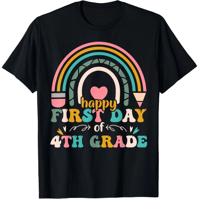 Camiseta de Maestra Para el Primer Día de 4to Grado Arcoíris Regreso a Clases