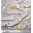 thumbnail image 1 of Soimoi Moss Tissu Georgette Cycle,Rabbit & Bear Tissu Imprimé pour Enfants au Mètre 42 Pouces de Large, 1 of 2