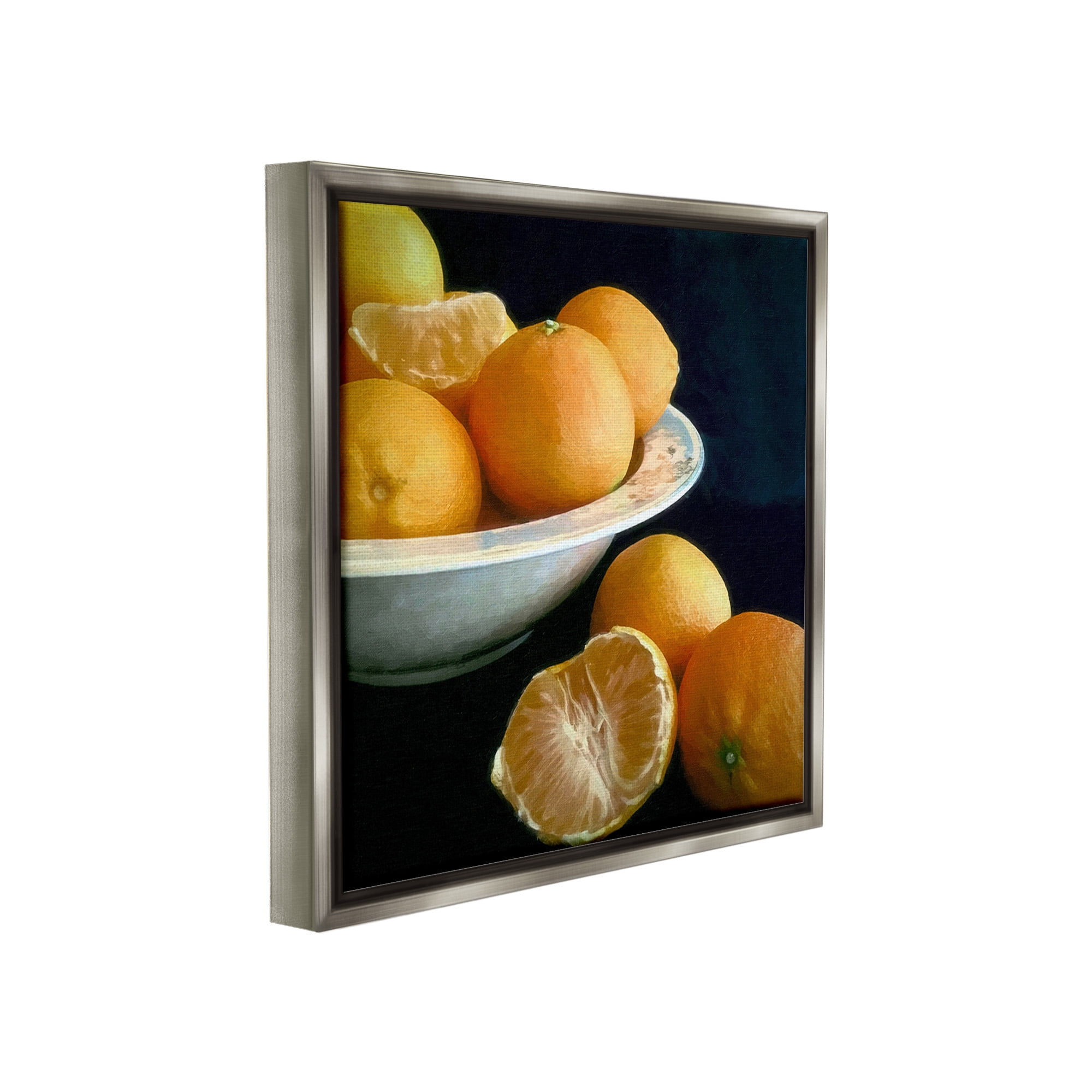 Stupell Industries Peeled Oranges Still Life Food & Beverage Painting Gray Floater Framed Canvas Art Print Wall Art, 25 x 25