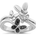thumbnail image 1 of Sterling Silver Ss Rh Plated White Night & Black Diamond Butterfly Ring (Size 8) Made In India qr5426-8, 1 of 6