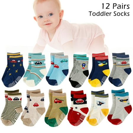 

AoHao 12 Pairs Baby Socks Kids Toddler Ankle Socks Anti-skid Breathable Toddler Socks Unisex Sweat-absorbing Baby Socks for Newborn Baby Infant Boys Girls Travel and Outdoor