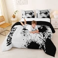 thumbnail image 3 of Erosebridal Sport Ice Hockey Boy Queen Comforter Set 3pcs,Black White Watercolor Splash Bedding Comforter Set,Black Reversible, 3 of 6