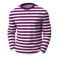 thumbnail image 5 of FRSASU Men's Shirt Striped Cotton Spandex Crewneck Long Sleeve Basic Pullover Casual Lightweight Loose Versatile Workout Tops Purple, 5 of 5