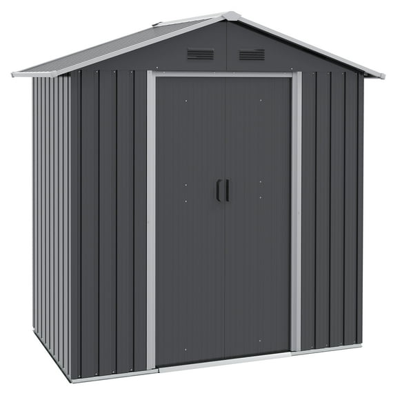 Outsunny 6.5x3.5ft Metal Garden Shed for Outdoor Storage, Dark Grey