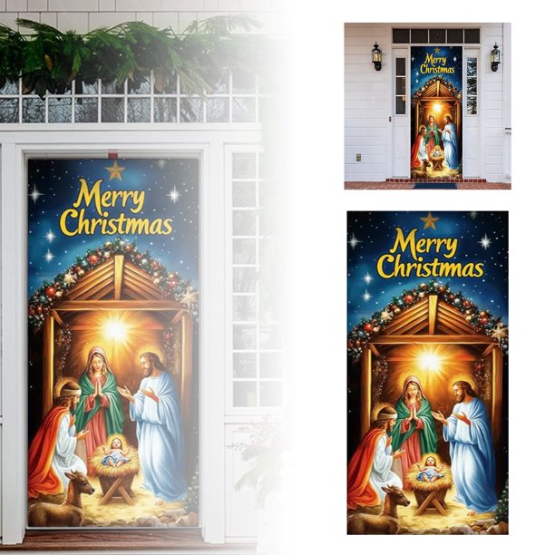 Cortina Navideña Para Puertas Funda Para Puertas Funda Navideña Para Puertas Tapiz Decorativo Cortina Para Puertas Para Fiestas Navideñas Funda Para Puertas Decoración Para Fiestas Navideñas