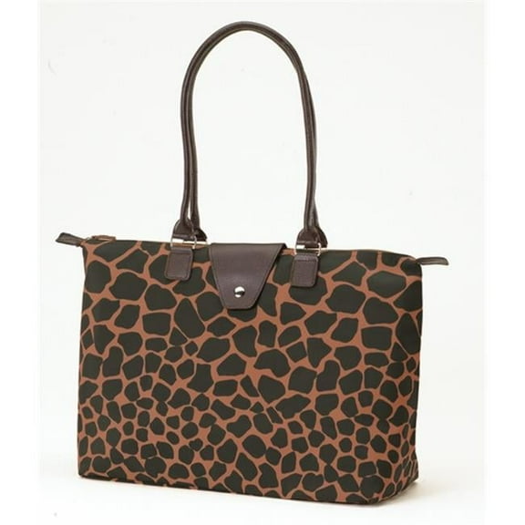Joann Marrie Designs NF3BBG Long Handle Fold-Up Bag - Brown & Black Giraffe- Pack of 2