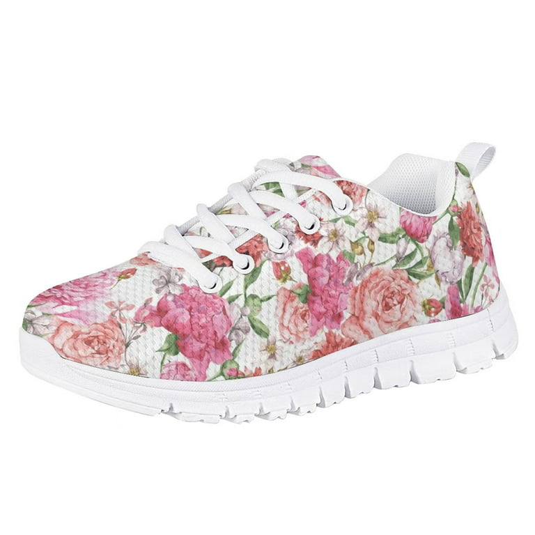 Pzuqiu Tennis Shoes Pretty Flower Print Air Sneakers Size 2 for Girls Boys Outdoor Breathable Sports Shoes - Walmart.com