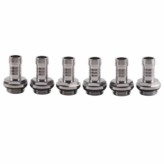 Pomya 6 PCS Two-Touch Fitting G1/4 Thread Barb Connector With Silicone Ring For PC Water Cooling Tube