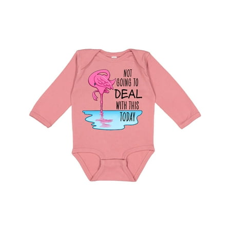 

Inktastic Not Going to Deal with This Today- sleeping flamingo Gift Baby Boy or Baby Girl Long Sleeve Bodysuit