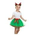 thumbnail image 2 of Zwiiyzr 2-8T Toddler Baby Girls Cute Layered Tulle Tutu Princess Ballet Dress Christmas Net Yarn Skirt Multi-Color Skirt Bow Headband Suit Green, 2 of 9