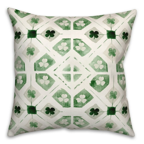 Creative Products Green Geo Shamrock Pattern 18 x 18 Spun Poly Pillow