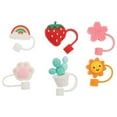 thumbnail image 2 of 6Pcs Silicone Straw Tips Cover Lovely Cartoon Reusable Drinking Straw Plugs Reusable Straw Tips Lids For Straws, 2 of 7