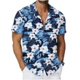 thumbnail image 3 of OGLCCG Hawaiian Shirt for Men Short Sleeve Floral Button Down Tops Summer Tropical Holiday Beach T Shirts,S,Blue 1, 3 of 6