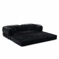thumbnail image 4 of JERFIT Modular Floor Sofa Bed with Pillow, 2-Seater Convertible Sleeper Couch for Living Room & Bedroom, Black Corduroy Fabric, No Assembly Required, 4 of 9